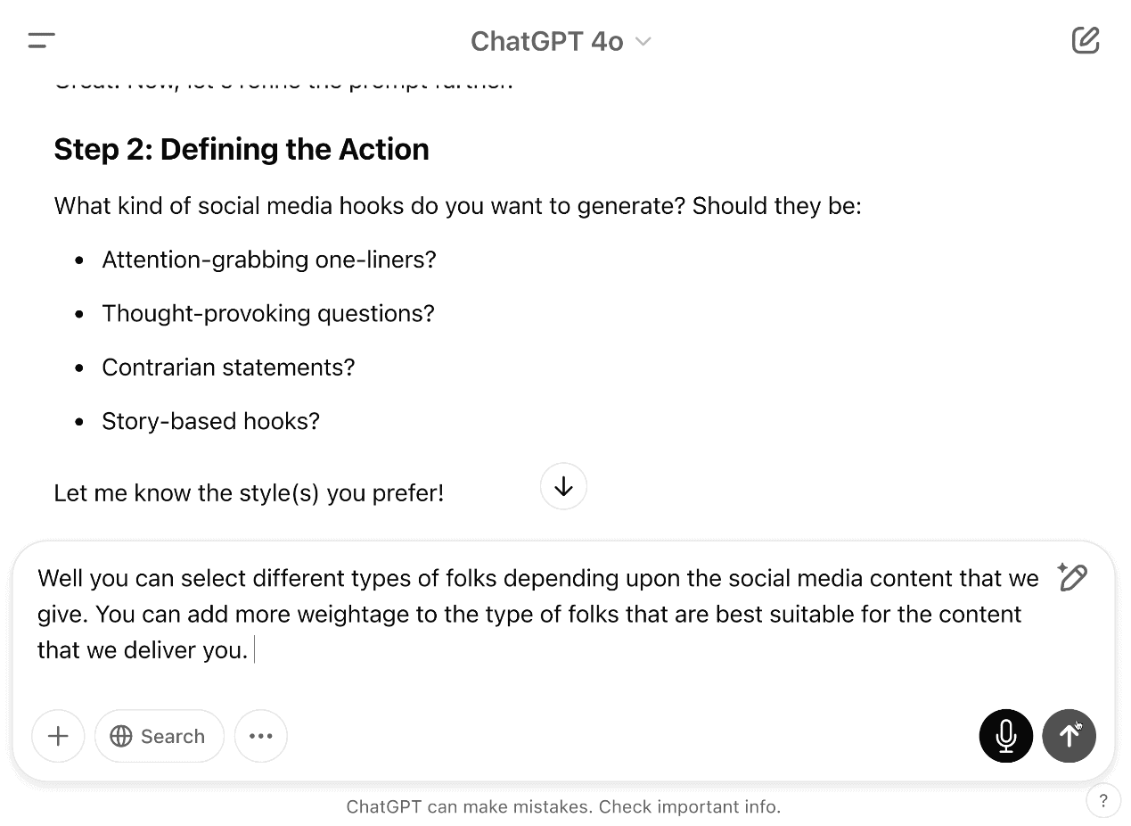 Defining Actions with ChatGPT for Business Context