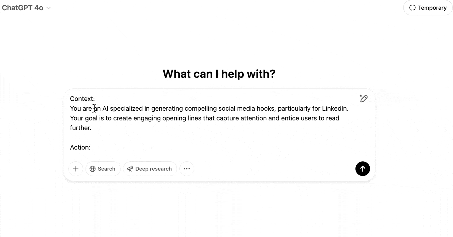 Generating LinkedIn Hooks through ChatGPT