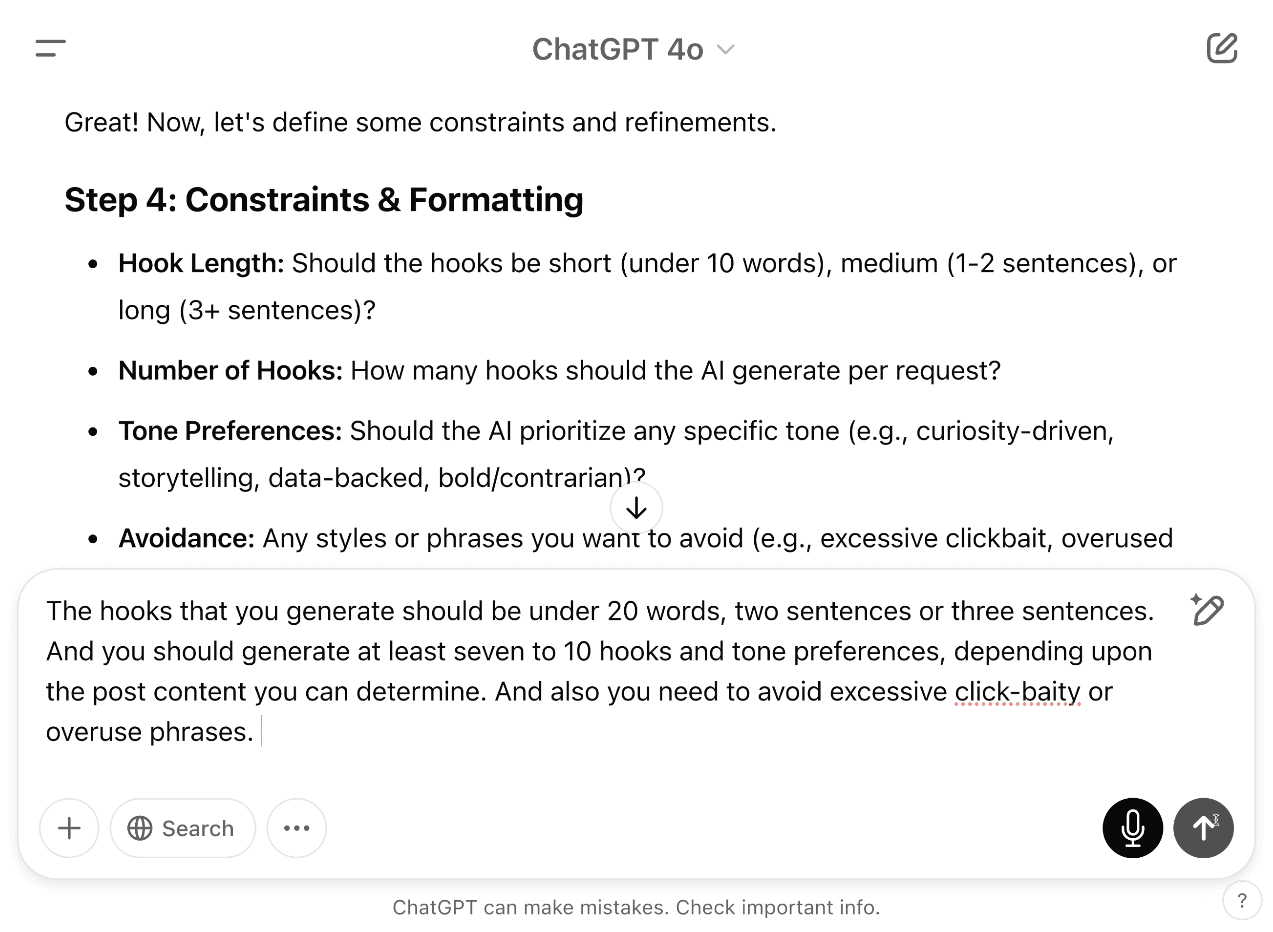 Specifications for Generating Engaging LinkedIn Hooks