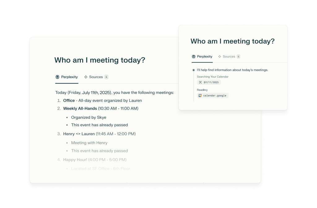 Visual showcasing Comet's meeting scheduling feature