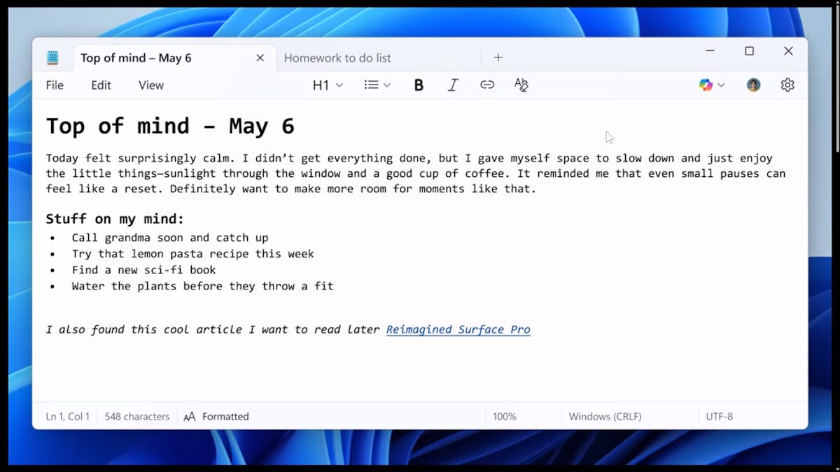 Windows 11 Update: Notepad Finally Supports Text Formatting