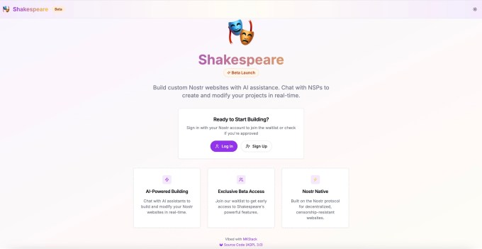 Shakespeare app interface for creating Nostr-based social applications