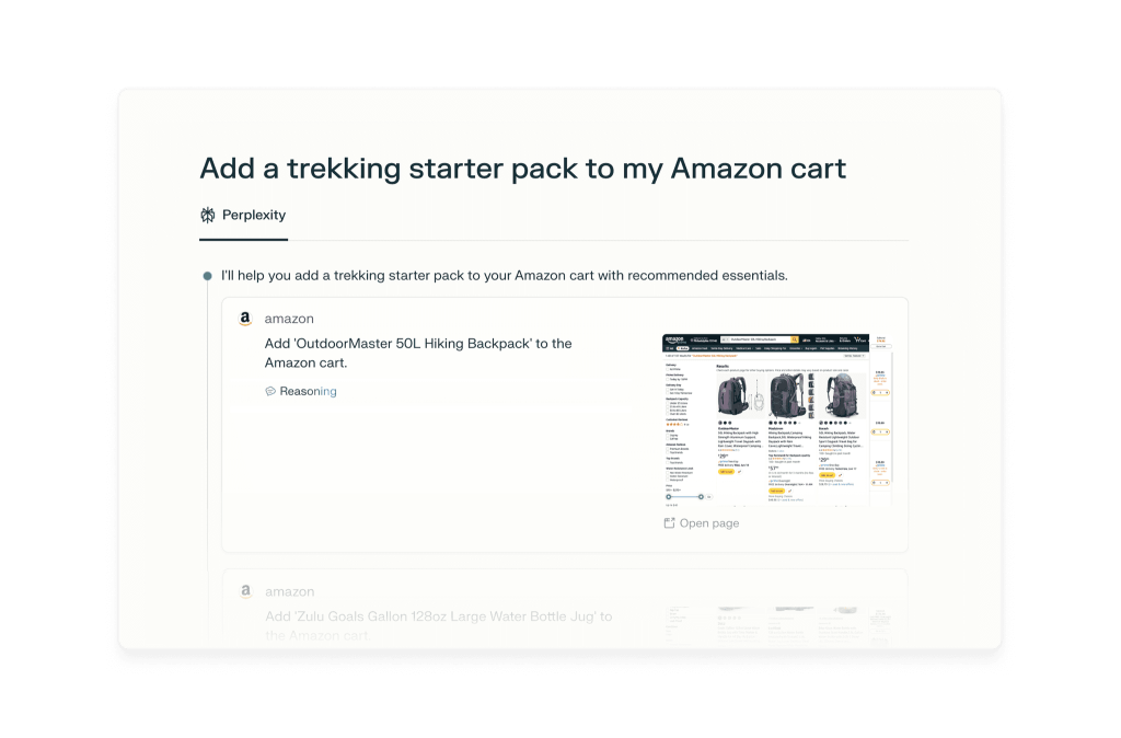 Shopping assistance feature in Comet browser