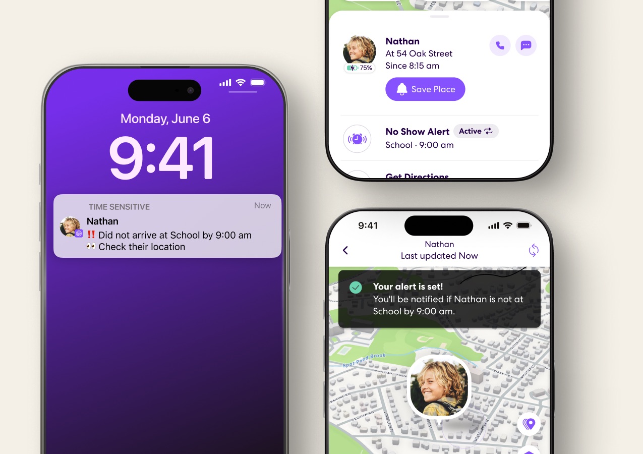 Screenshot of Life360's new No-Show Alert feature in action